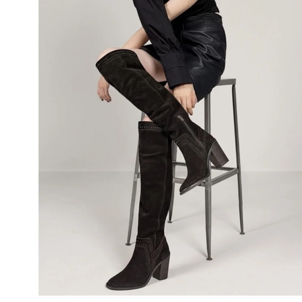 Vince Camuto Madolee Over The Knee Black Suede Boots Size 7.5 - Picture 1 of 14